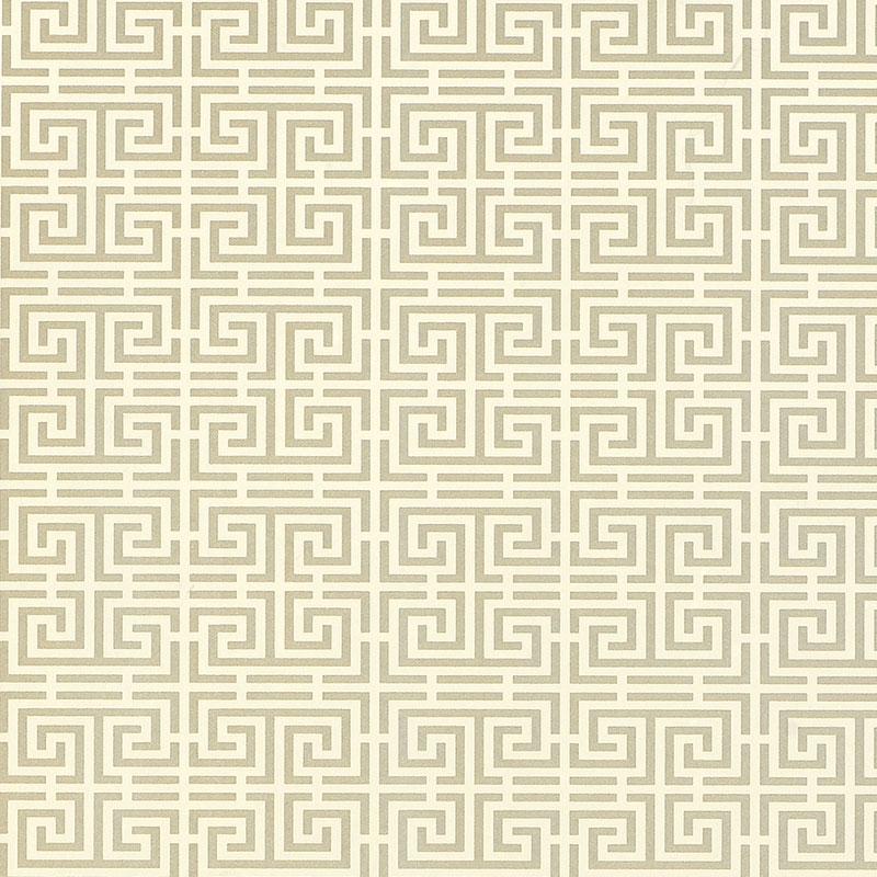Schumacher Chinois Fret Pewter Wallpaper