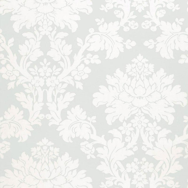 Schumacher Tierni Damask Robin'S Egg Wallpaper