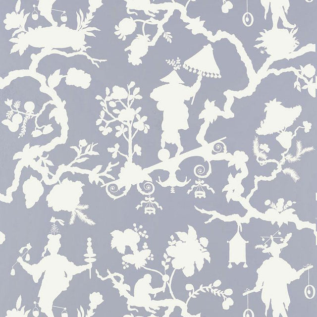 Schumacher Shantung Silhouette Print Wisteria Wallpaper