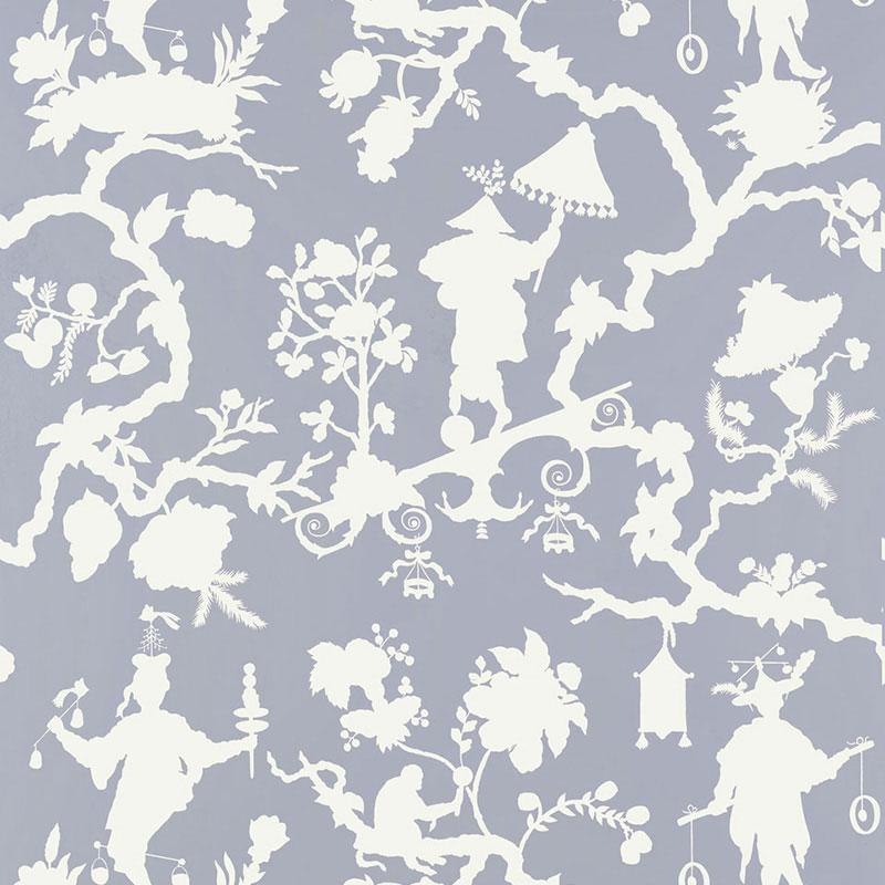 Schumacher Shantung Silhouette Print Wisteria Wallpaper