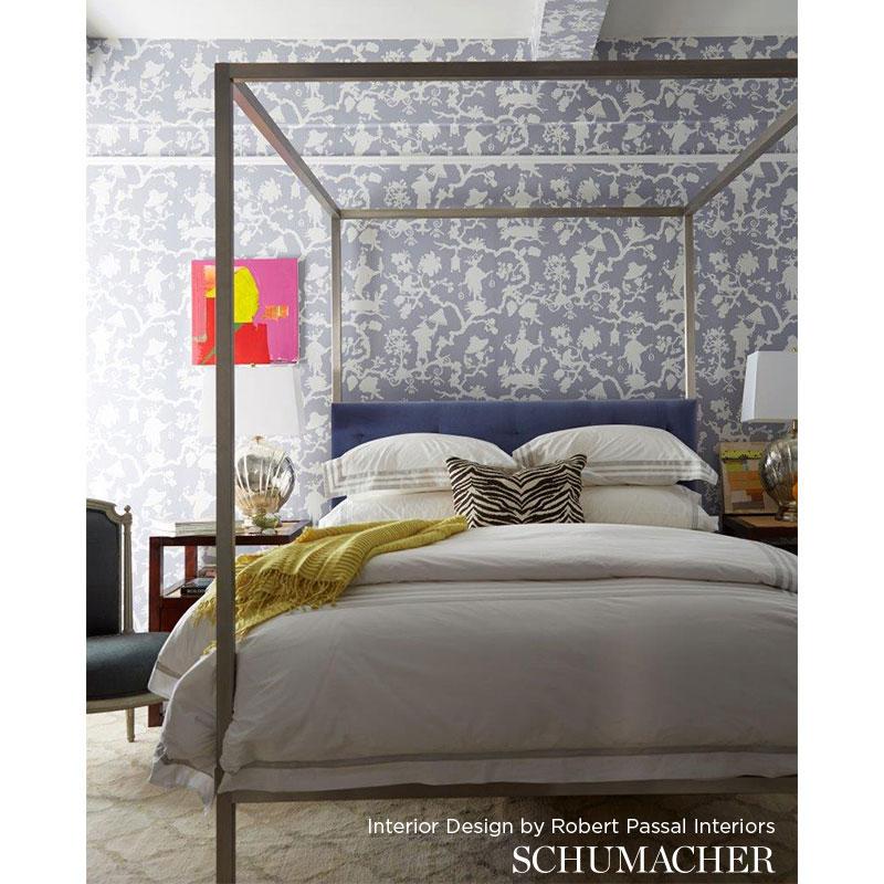 Schumacher Shantung Silhouette Print Wisteria Wallpaper