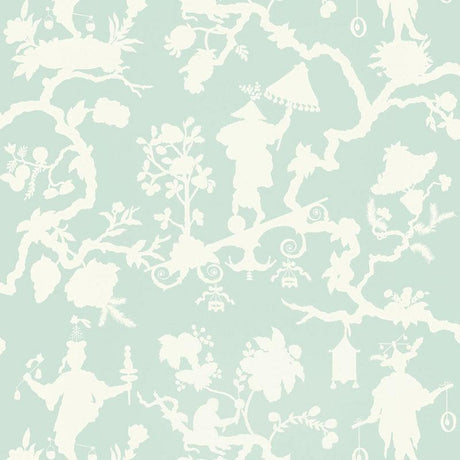 Schumacher Shantung Silhouette Print Mineral Wallpaper