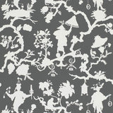 Schumacher Shantung Silhouette Print Smoke Wallpaper