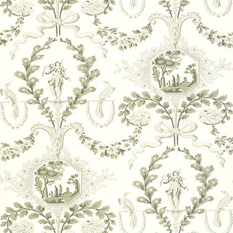Schumacher Jester Arabesque Grisaille Wallpaper