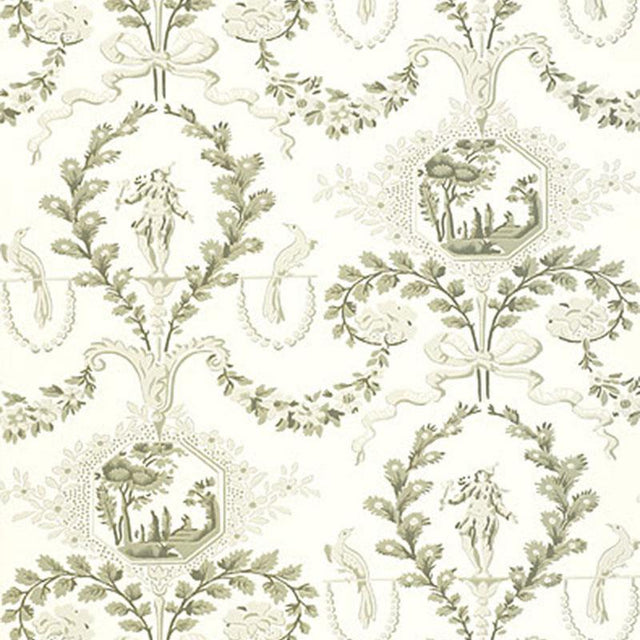 Schumacher Jester Arabesque Grisaille Wallpaper