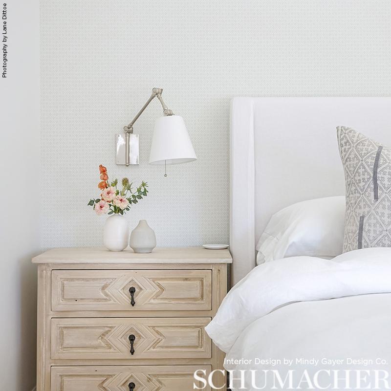 Schumacher Prescott Diamond Mist Wallpaper