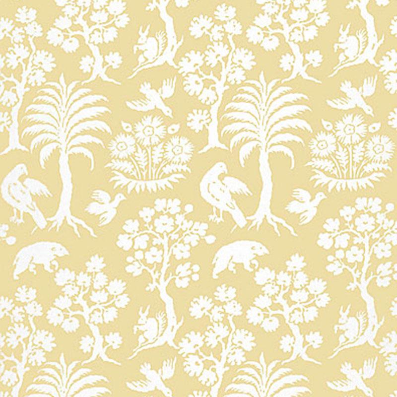 Schumacher Palm Damask Sunlight Wallpaper