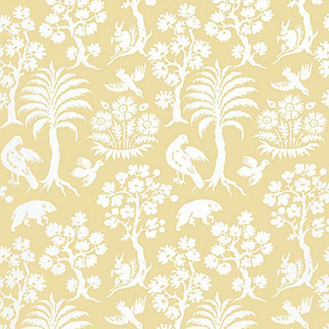 Schumacher Palm Damask Sunlight Wallpaper
