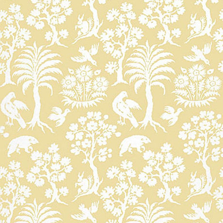 Schumacher Palm Damask Sunlight Wallpaper