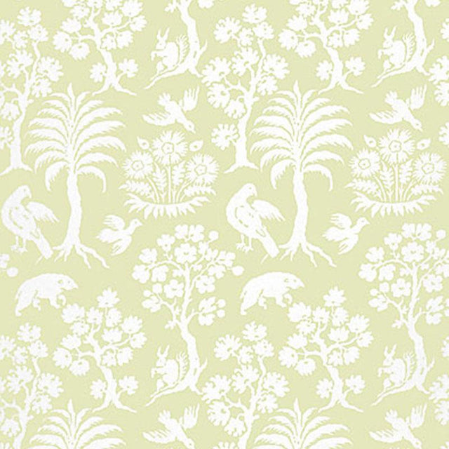 Schumacher Palm Damask Willow Wallpaper