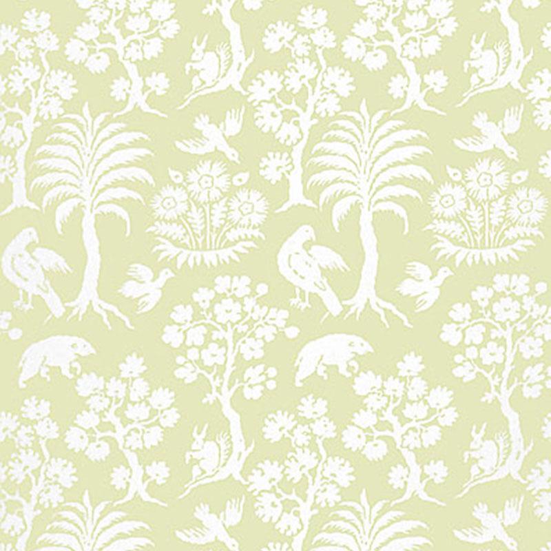 Schumacher Palm Damask Willow Wallpaper