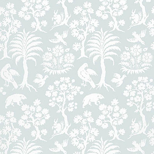 Schumacher Palm Damask Sky Wallpaper