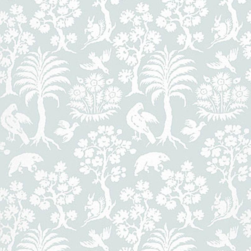Schumacher Palm Damask Sky Wallpaper