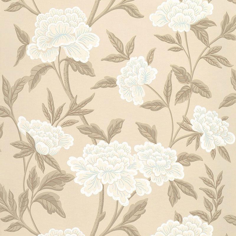 Schumacher Whitney Floral Taupe Wallpaper