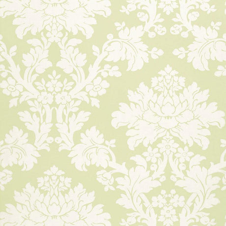 Schumacher Tierni Damask Celery Wallpaper