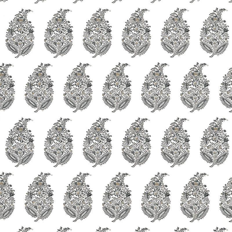 Schumacher Rajasthan Paisley Silver Wallpaper