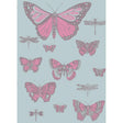 Cole & Son BUTTERFLIES & DRAGONFLIES PINK ON BLUE Wallpaper