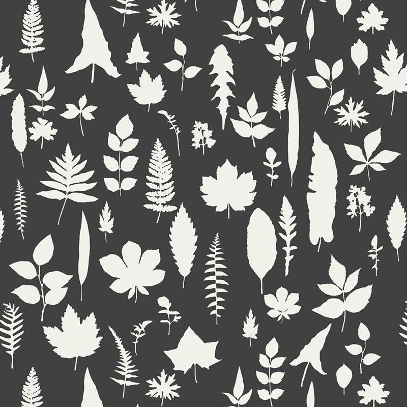Schumacher Leaves Graphite Wallpaper