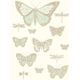 Cole & Son BUTTERFLIES & DRAGONFLIES DUCK EGG IVRY Wallpaper