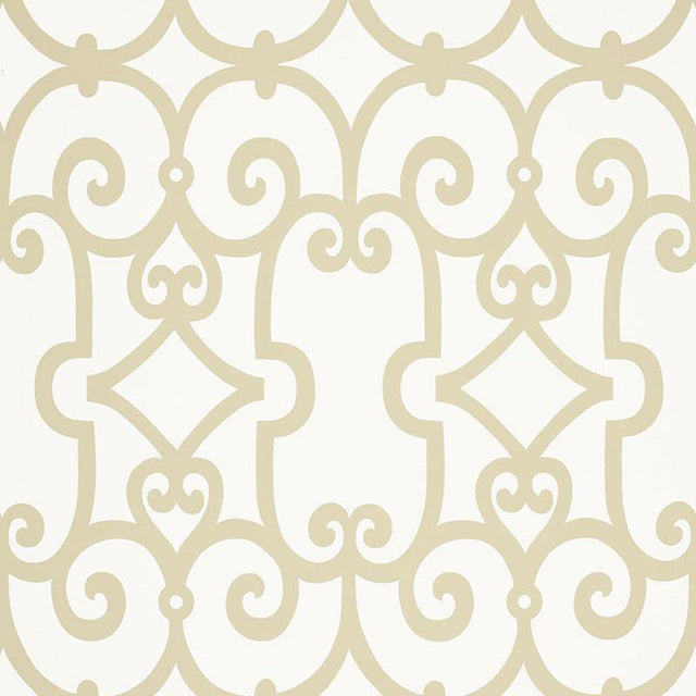 Schumacher Manor Gate Sand Wallpaper