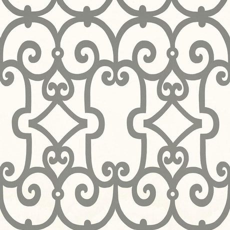 Schumacher Manor Gate Charcoal Wallpaper