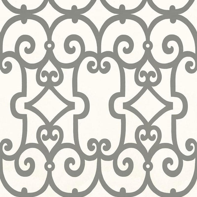 Schumacher Manor Gate Charcoal Wallpaper