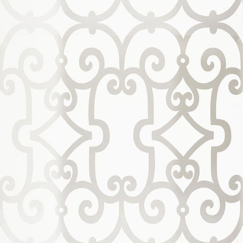 Schumacher Manor Gate Silver Wallpaper