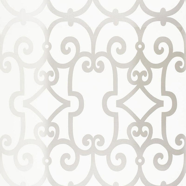 Schumacher Manor Gate Silver Wallpaper
