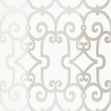 Schumacher Manor Gate Silver Wallpaper
