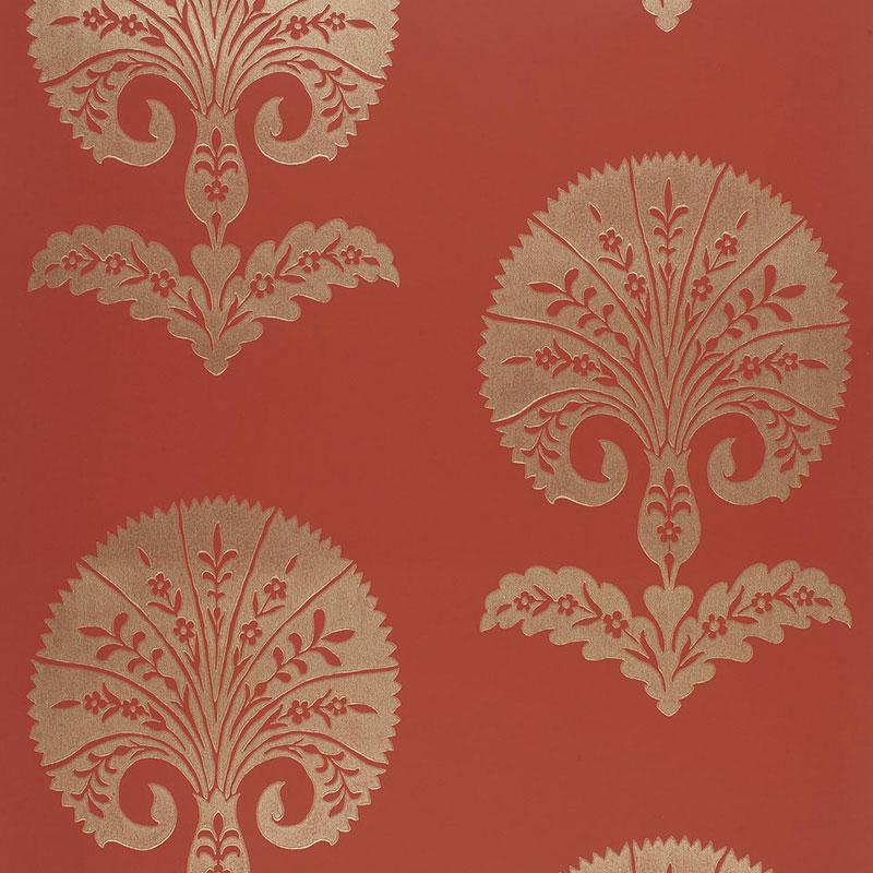 Schumacher Ottoman Flower Paprika Wallpaper