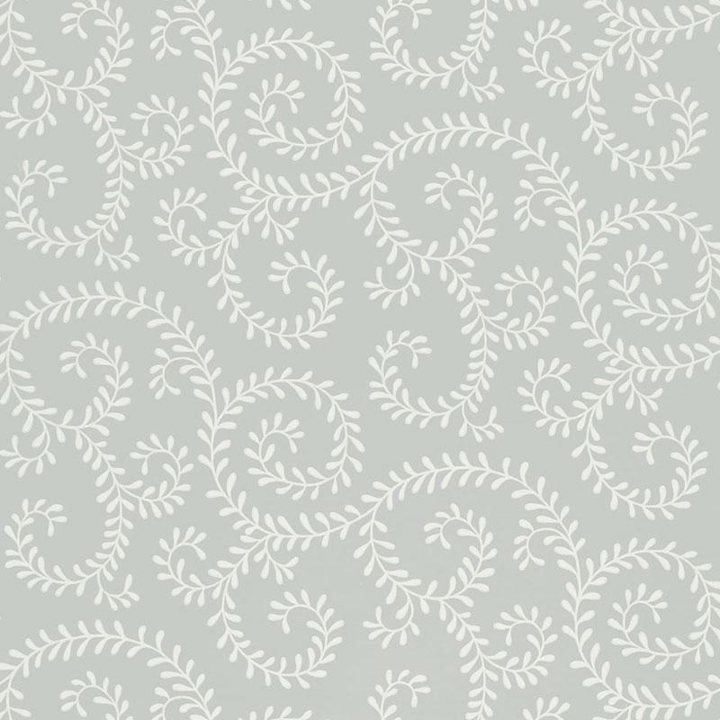 Schumacher Leafy Scroll Dove Wallpaper