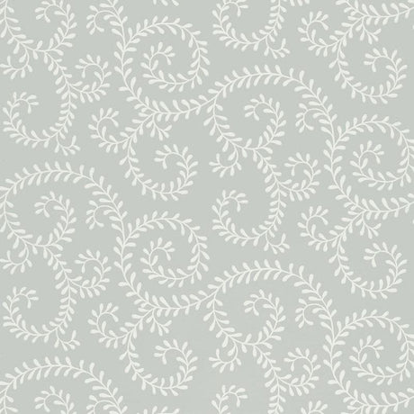 Schumacher Leafy Scroll Dove Wallpaper