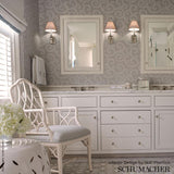 Schumacher Leafy Scroll Dove Wallpaper