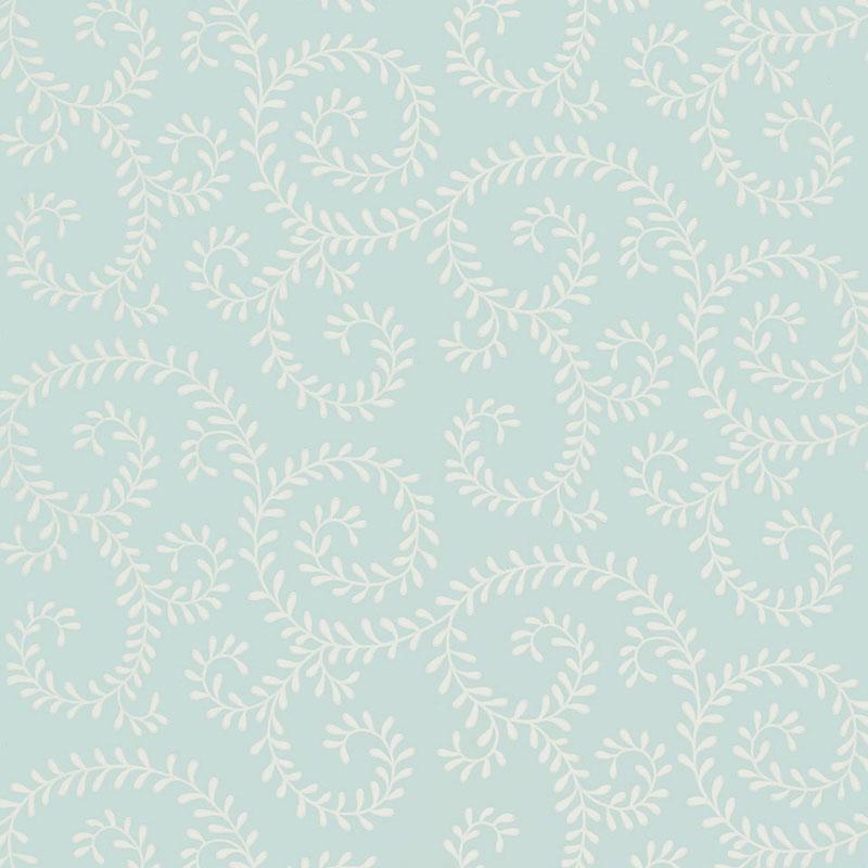 Schumacher Leafy Scroll Sky Wallpaper