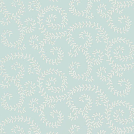 Schumacher Leafy Scroll Sky Wallpaper