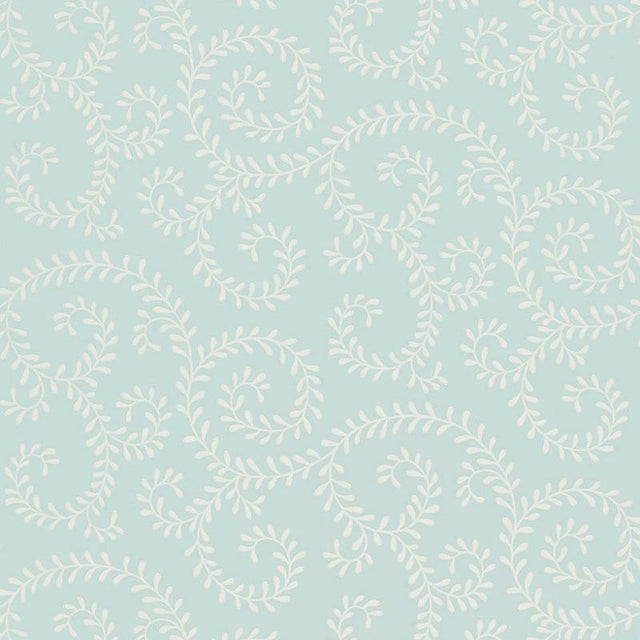Schumacher Leafy Scroll Sky Wallpaper