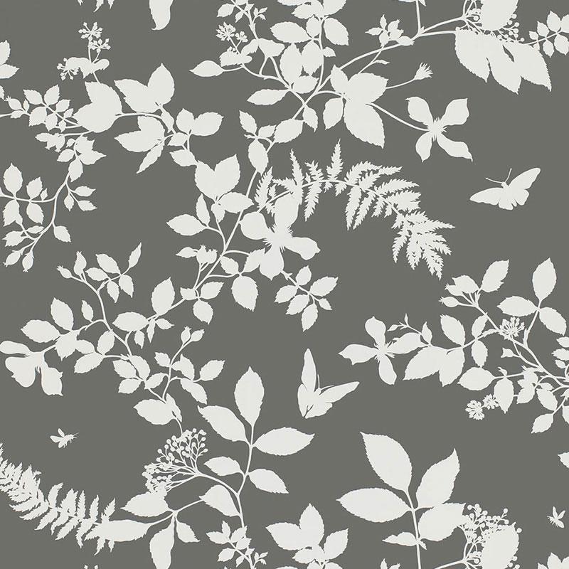 Schumacher Shadow Vine Charcoal Wallpaper