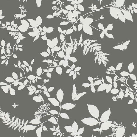Schumacher Shadow Vine Charcoal Wallpaper