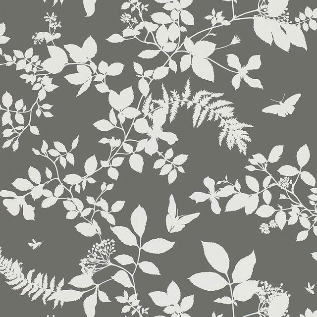 Schumacher Shadow Vine Charcoal Wallpaper