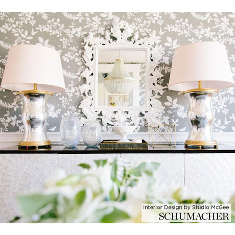 Schumacher Shadow Vine Charcoal Wallpaper