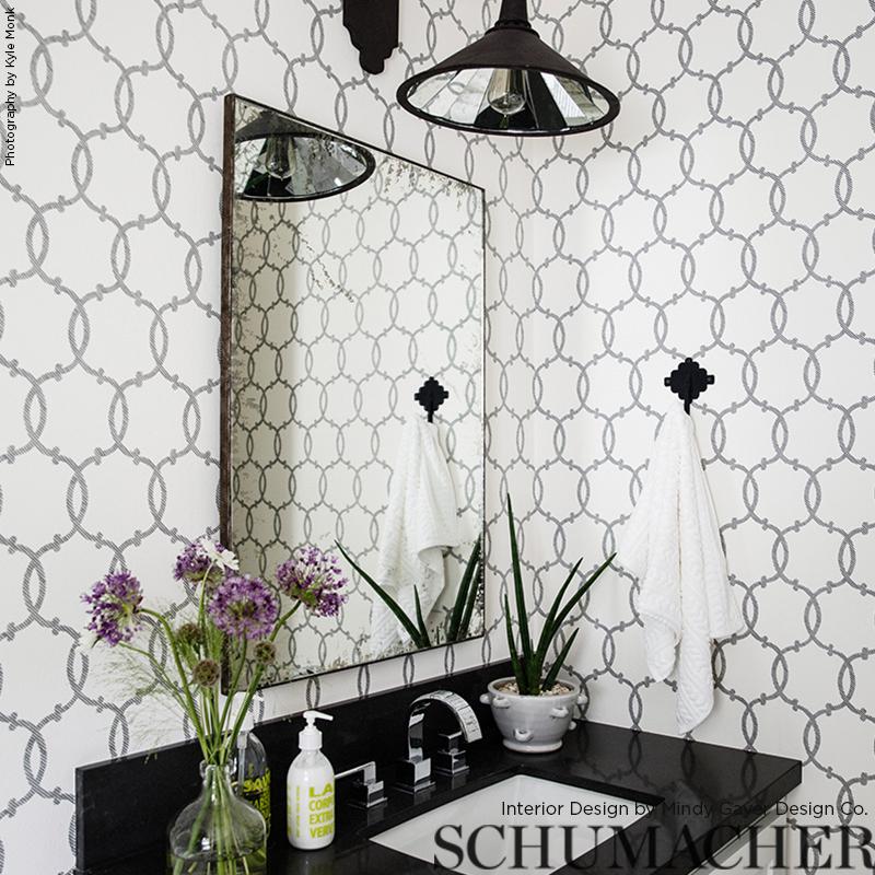 Schumacher Tracery Charcoal Wallpaper