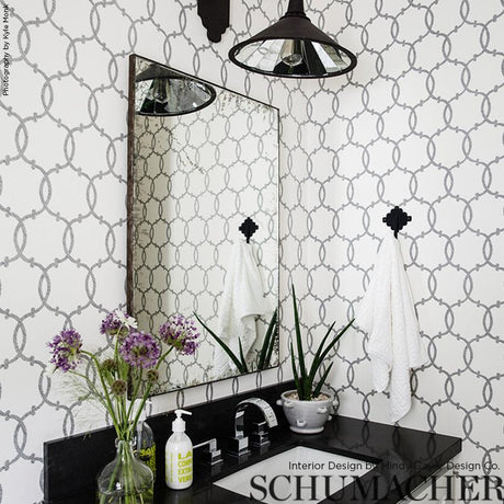 Schumacher Tracery Charcoal Wallpaper
