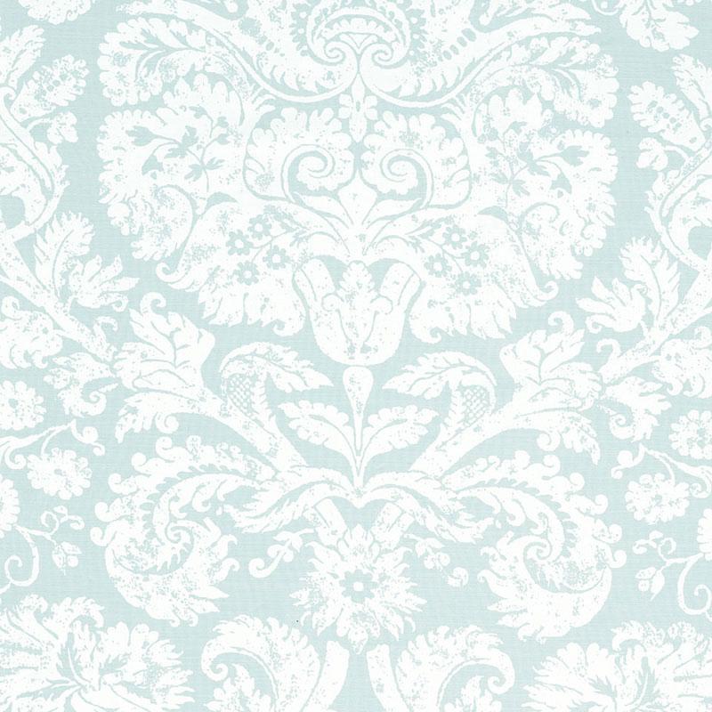 Schumacher Barresa Damask Aqua Fabric