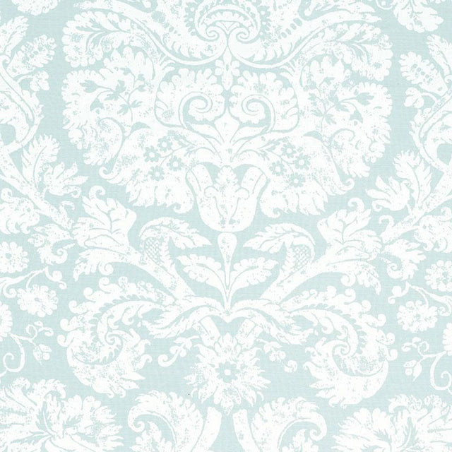 Schumacher Barresa Damask Aqua Fabric