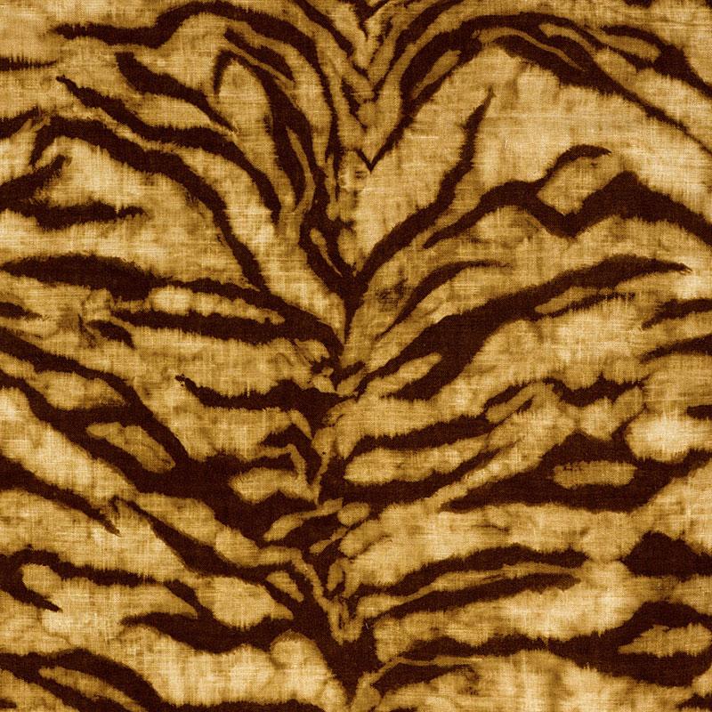 Schumacher Tigre Linen Print Golden Brown Fabric