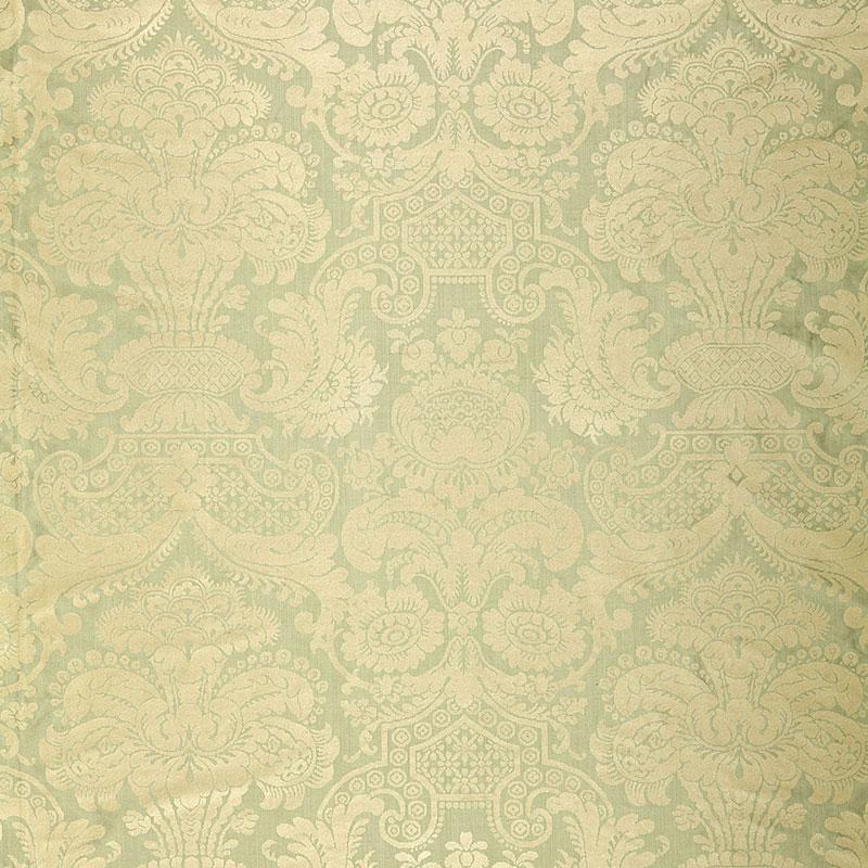 Schumacher Padova Damask Print Sea Glass Fabric