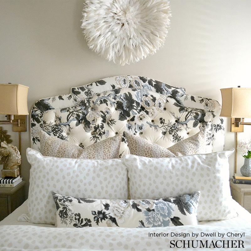 Schumacher Pyne Hollyhock Charcoal Fabric