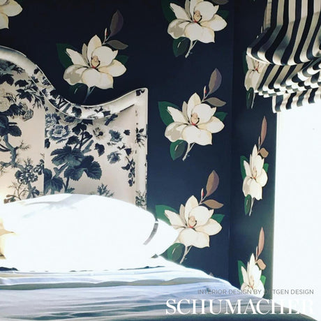 Schumacher Pyne Hollyhock Charcoal Fabric