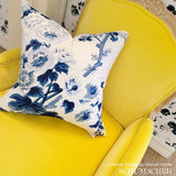 Schumacher Pyne Hollyhock Indigo Fabric