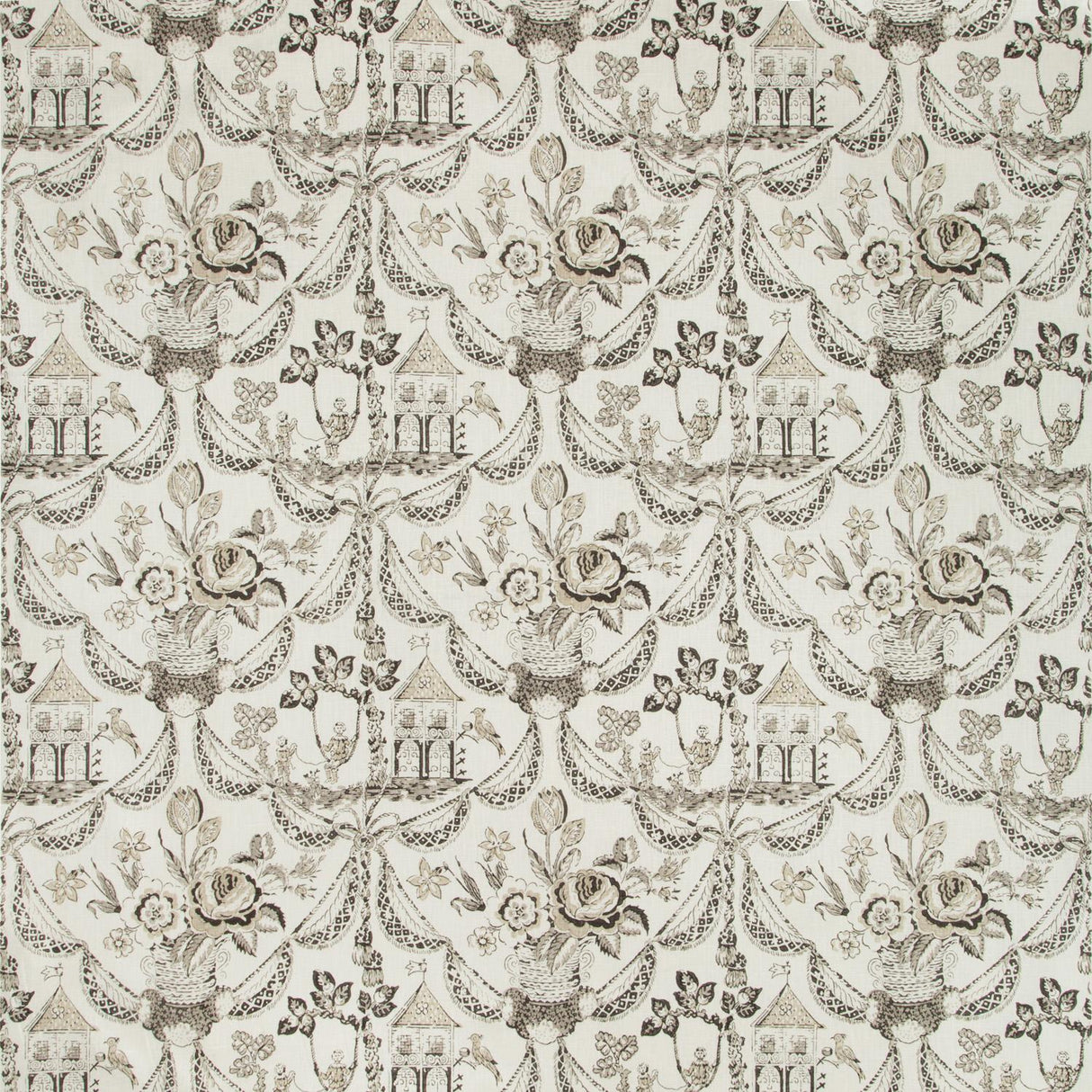 Brunschwig & Fils BIRD & SWING HB CHARCOAL Fabric